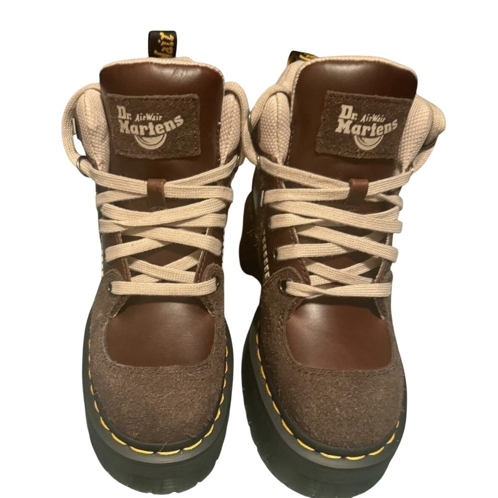Dr Martens Woodard Platform Boots Brown Leather Suede Ankle Hiking Womens Size 7